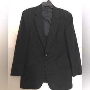 Vintage Austin Reed Wool 2 Button Men's Blazer Black Pin Stripe